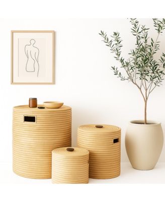 Malawi Basket with Wooden Handle, 15"