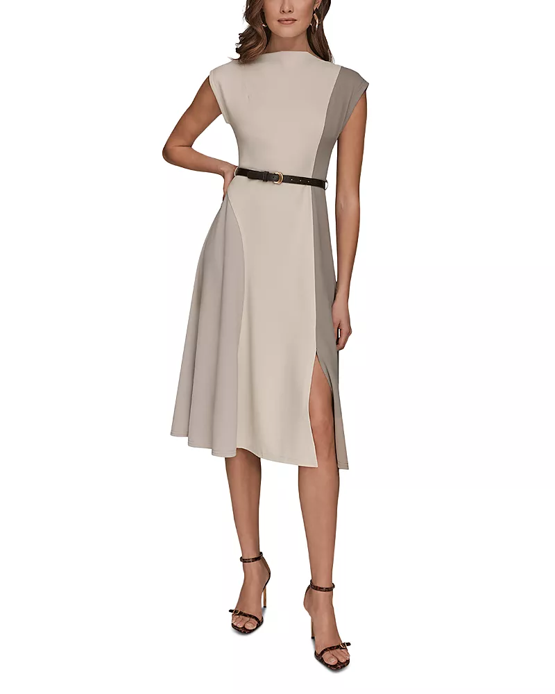 Donna Karan Color Block A Line Dress