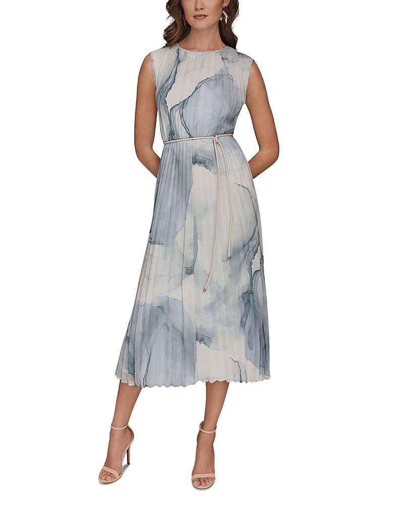 Donna Karan Sleeveless Pleated Midi Dress