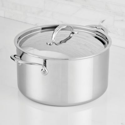 ProBond Luxe 12-Qt. Polished Professional Clad Stainless Steel Stock Pot with Lid