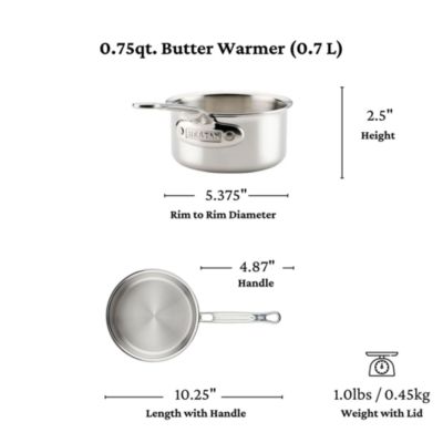ProBond Luxe 0.75-Qt. Polished Professional Clad Stainless Steel Butter Warmer