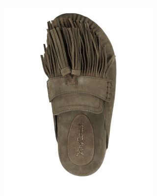 Women's Suede Fringe Mules