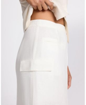  Linen Utility Wrap Maxi Skirt