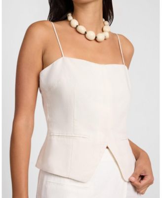  Air Linen Straight Neck Top