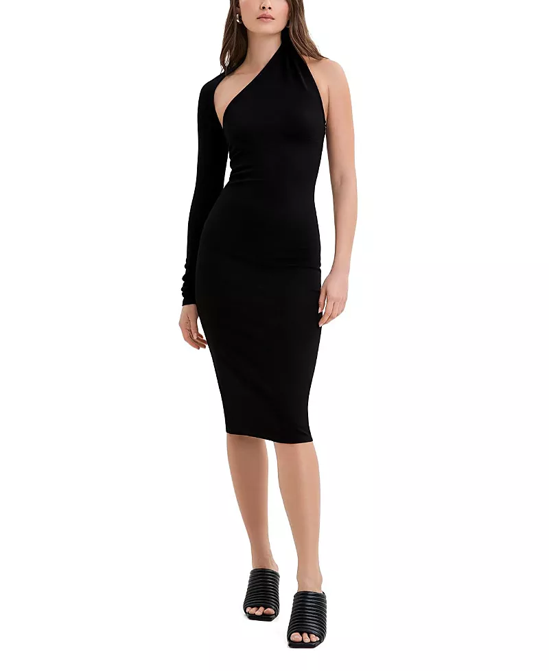 Marcella Manhattan One Shoulder Midi Dress