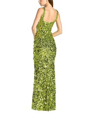  Sleeveless Sequin Paillette Column Gown