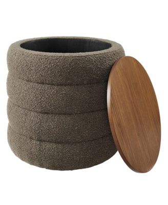 Mezzo Round Boucle Fabric Storage Ottoman