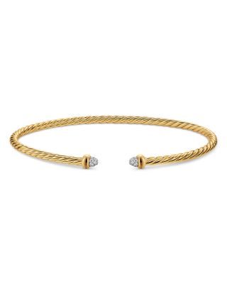 Micro Cablespira&reg; Flex Bracelet in 18K Yellow Gold with Diamonds, 2.6mm