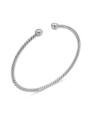 Micro Cable Flex&reg; Round Bracelet in Sterling Silver with Diamonds, 2.6mm