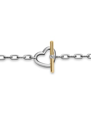 DY Madison&reg; Heart Toggle Chain Necklace in Sterling Silver with 18K Yellow Gold, 3mm