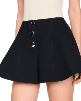 Snap Front Flared Shorts