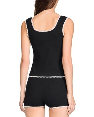 Bead Embroidered Ribbed Top