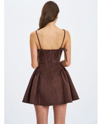 Raisa Suede Ruched Mini Dress