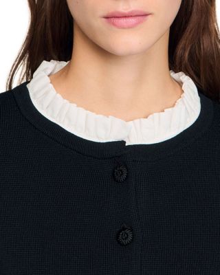 Removable Collar Peplum Cardigan