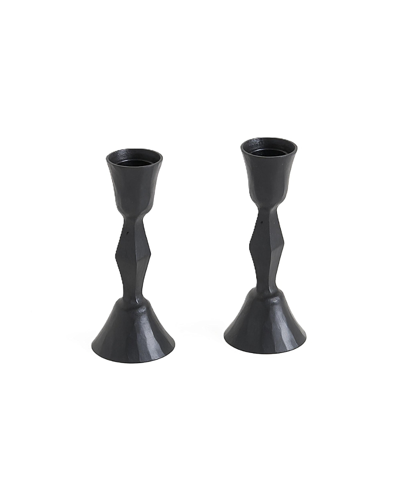 Creative Women Low Diamond HandForged Iron Candle Stand, Set of 2