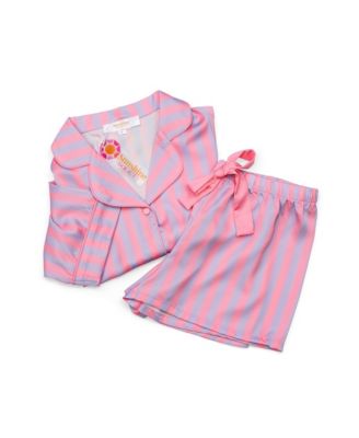 Girls' Cotton Candy Striped Silky Short Sleeve Shorts Set - Little Kid, Big Kid