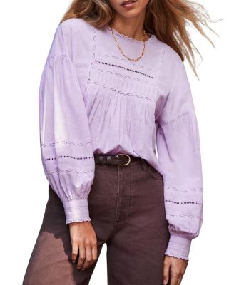 Ro & Zo Lace Insert Long Sleeve Blouse