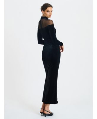  Blair Sheer Mock Neck Maxi Dress