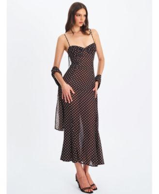 Yadira Polka Dot Sheer Chiffon Maxi Dress