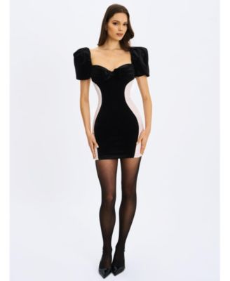  Nova Contoured Sweetheart Puff Sleeve Mini Dress