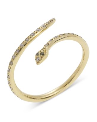 Ileana Makri Green & White Diamond Python Ring in 18K Yellow Gold ...
