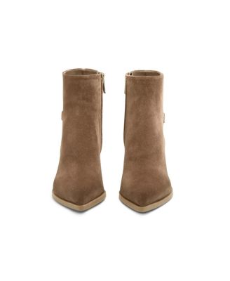  Women's Suede Mid-Heel Ankle Boot