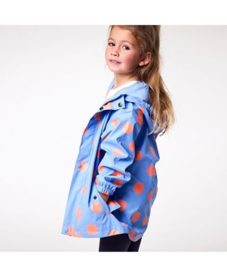 Girls' Cornflower Polka Dot Recycled Waterproof Raincoat - Big Kid