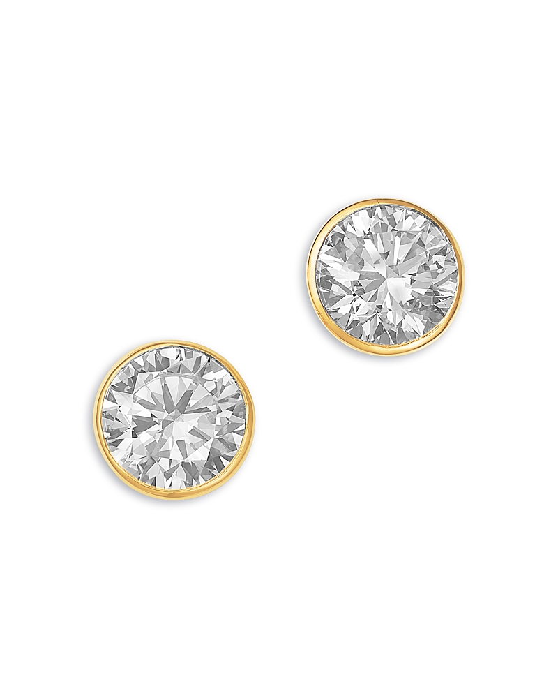Bloomingdale's Fine Collection Luxe Collection Certified Lab Grown Diamond Bezel Stud Earrings in 14K Gold, 2.0 tcw