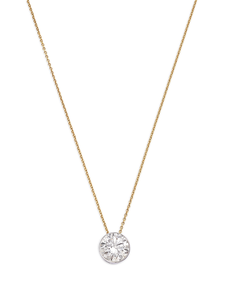 Bloomingdale's Fine Collection Lux Collection Certified Lab Grown Diamond Bezel Solitaire Pendant Necklace in 14K White & Yellow Gold, 3.0 tcw