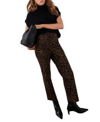 Women's Leopard Print Velvet Straight Trousers