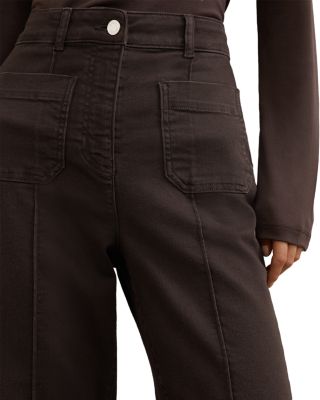 Sakura Flare Patch Pocket Jeans in Chocolate