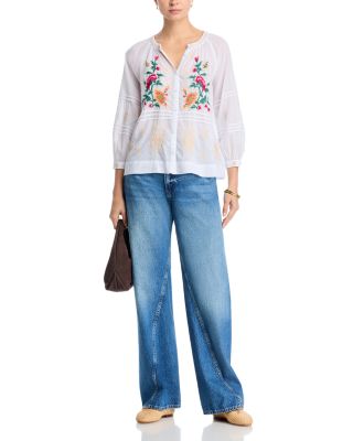 Pin Tuck Raglan Button Up Shirt