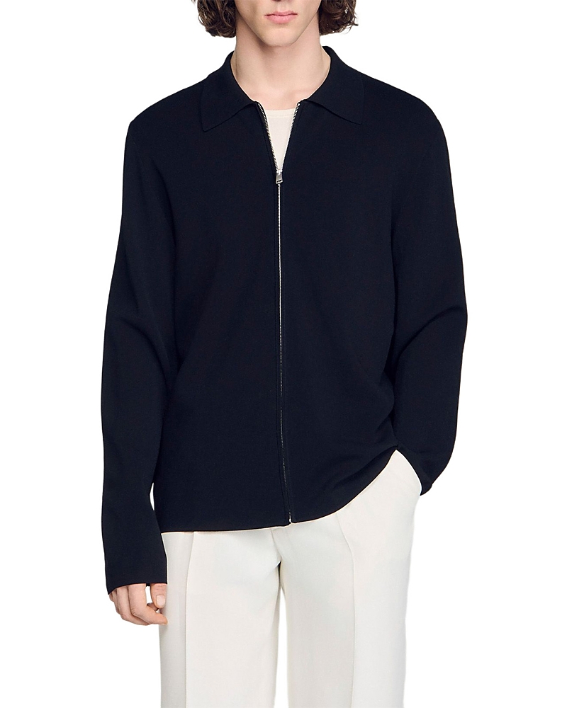 Sandro Zipped Viscose Knit Cardigan
