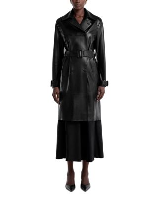 Tate Leather Belted Coat