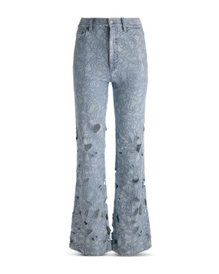 Chic High Rise Embroidered Eyelet Jeans in Rockstblue