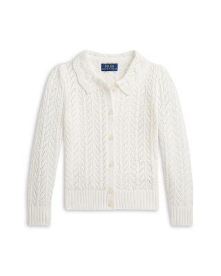 Girls' Pointelle Knit Cotton Cardigan - Little Kid