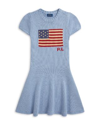 Girls' Flag Intarsia Cotton Sweater Dress - Big Kid