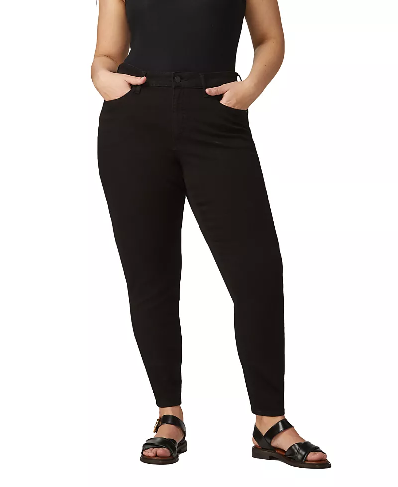 Warp + Weft Jfk Plus Mid Rise Skinny Jean in Black
