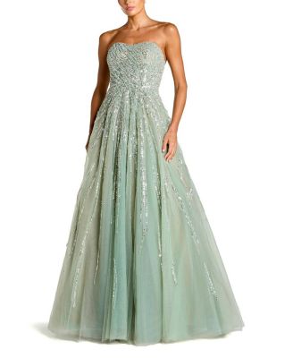  Mesh Sequin Strapless Sweetheart Neck Ballgown