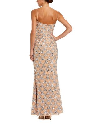  Sleeveless Scoop Neck Rhinestone Embellshed Gown