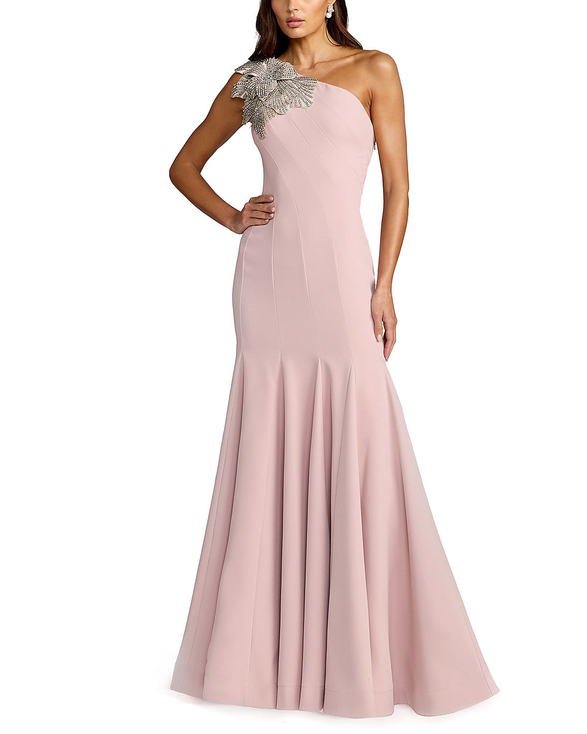 Mac Duggal One Shoulder Flower Detailed Gown