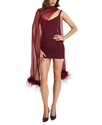  Tori  Pleated Mini Dress with Chiffon Scarf