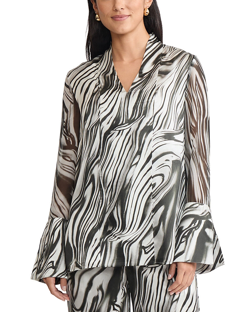 Misook Marble Print Silk Tunic