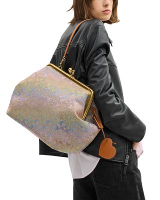 Kisslock Frame Medium Crystal Signature Jacquard Hobo Bag