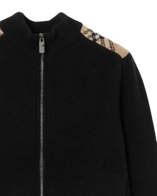  Check Patch Wool Cashmere Cardigan