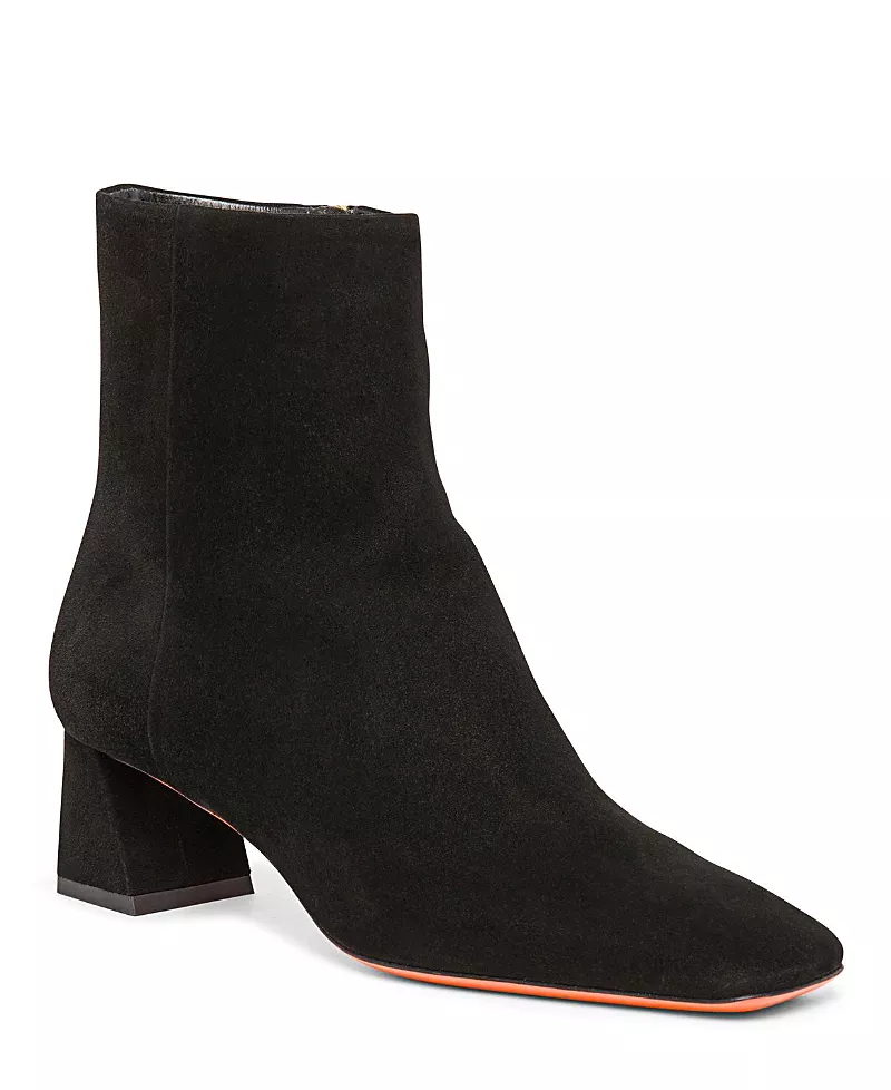Santoni Women's Suede Mid-Heel Ankle Boot