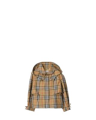 Girls' Check Cotton Hooded Trench Jacket - Little Kid, Big Kid