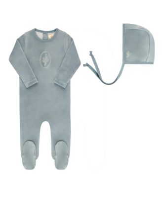 Unisex Velour Center Floral Collection Footie + Bonnet - Baby