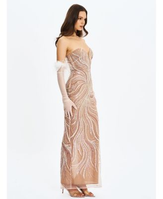  Quinci Beaded Sequin Sweetheart Maxi Dress