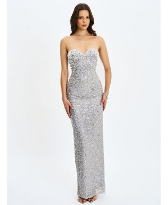 Noelle Sequin Faux Pearl Embellished Maxi Dress